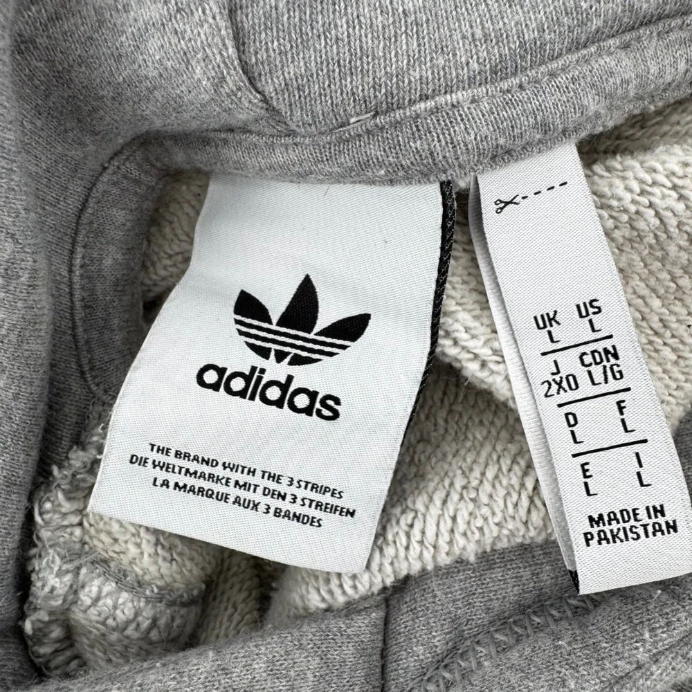 Adidas Originals Trefoil Hoodie Mens Large Gray Pullover Sweatshirt Heavy Thick